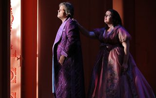 David Portillo (Johnathan Harker), Kathryn Henry (Lucy Harker). Photo Credit: Curtis Brown for the Santa Fe Opera, 2021