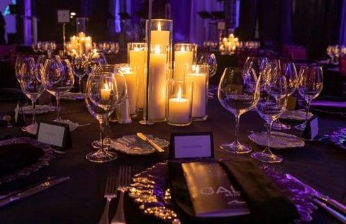 Gala Dinner with candles and silverware