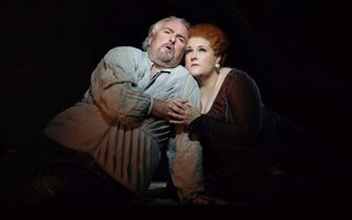 Left-Right; Simon O’Neill (Tristan), Tamara Wilson (Isolde), photo by Curtis Brown for the Santa Fe Opera