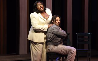 Leah Hawkins (Tosca), Joshua Guerrero (Cavaradossi), photo by Curtis Brown for the Santa Fe Opera