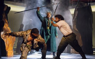 Soloman Howard (Hunding), Ryan Speedo Green (Wotan), Jamez McCorkle (Siegmund), photo by Curtis Brown for the Santa Fe Opera