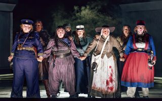 L-R: Gretchen Krupp, Jasmin Ward, Jessica Faselt, Lauren Randolph, Wendy Bryn Harmer, Deanna Ray Eberhart, Jennifer Johnson Cano, Aubrey Odle, photo by Curtis Brown for the Santa Fe Opera