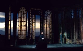 Jacquelyn Stucker (The Governess), Brenton Ryan (Prologue), photo by Curtis Brown for the Santa Fe Opera