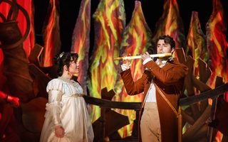 Joélle Harvey (Pamina), Josh Lovell (Tamino), by Bronwen Sharp for the Santa Fe Opera