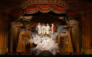 Dani Jingdan Zhang (First Boy), Sabrina Langlois (Second Boy), Natalie Corrigan (Third Boy), Josh Lovell (Tamino), by Bronwen Sharp for the Santa Fe Opera