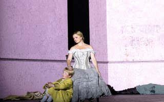 Maximilian Moore (Flavio), Lucy Crowe (Rodelinda), by Bronwen Sharp for the Santa Fe Opera