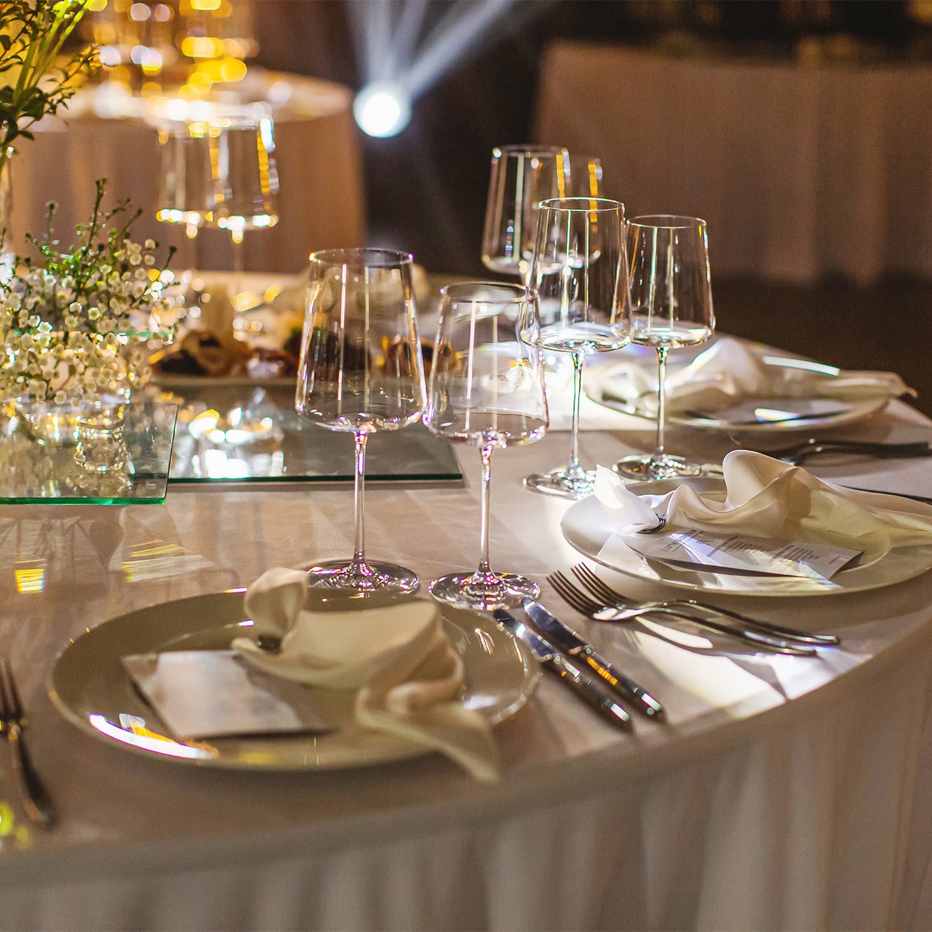 Table setting for event. Catering.
